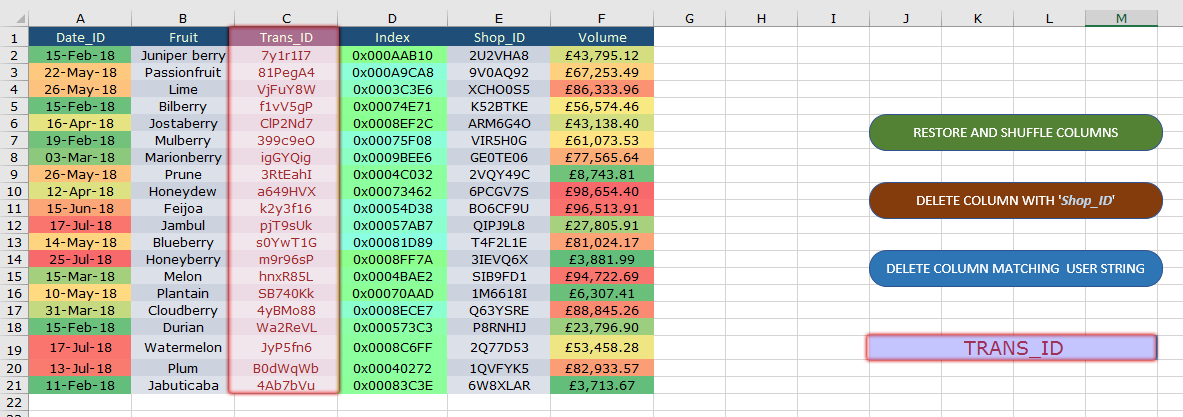 DELETE COLUMN BY NAME BUTTON